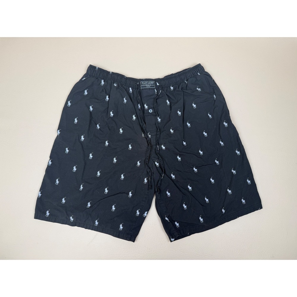 Polo Ralph Lauren Medium Pajama Shorts Preppy Cotton Pony Logo Black